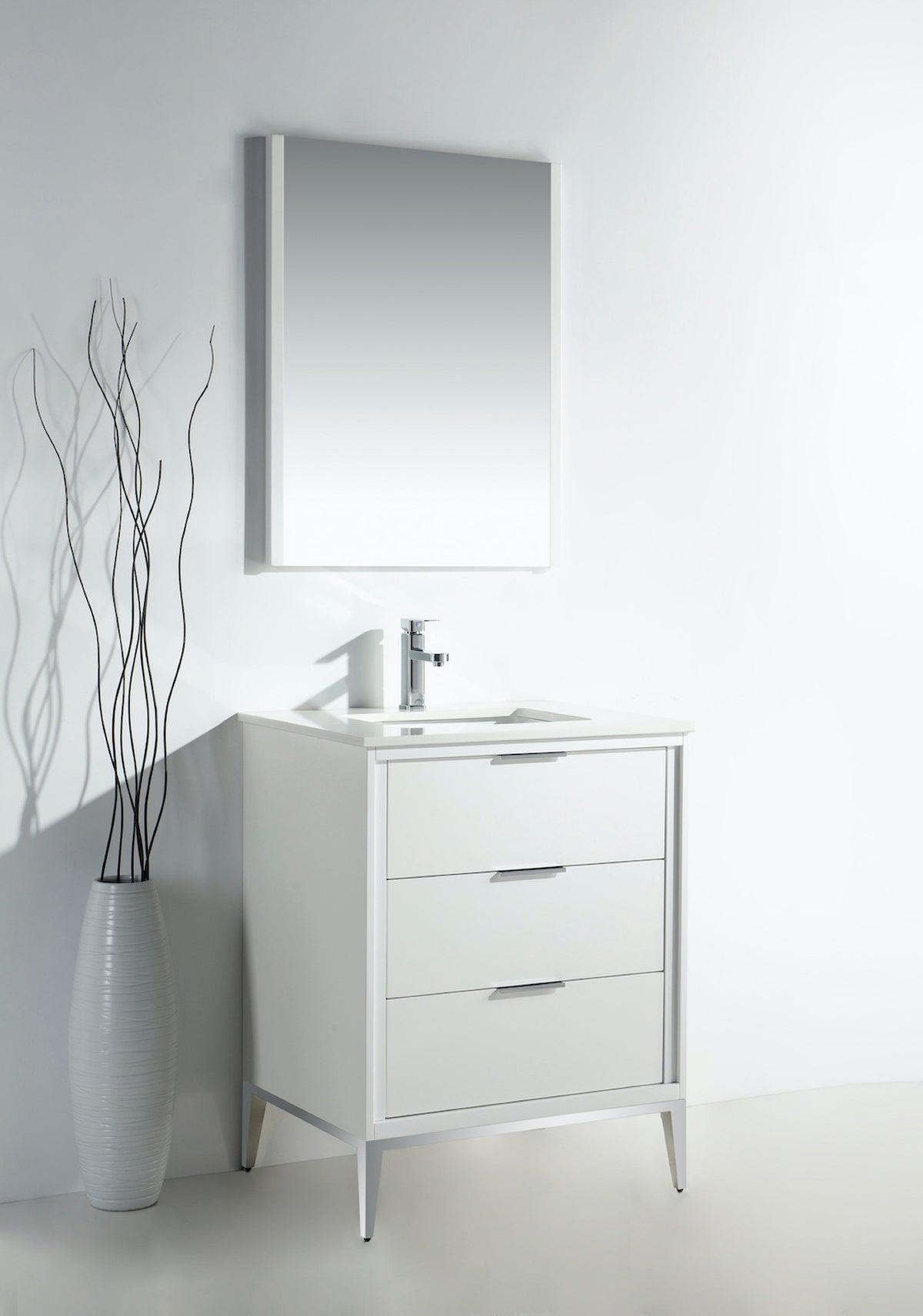 Divani 24" High Gloss White Vanity with Quartz Countertop