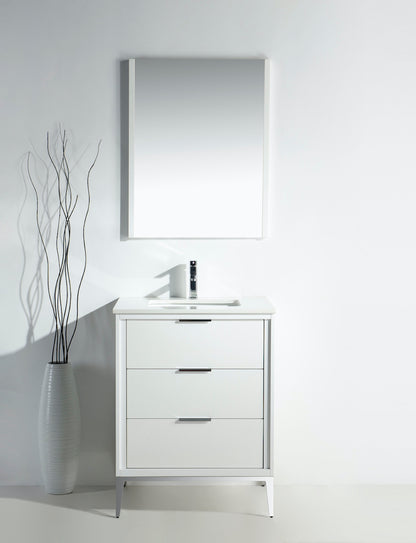 Divani 24" High Gloss White Vanity with Quartz Countertop
