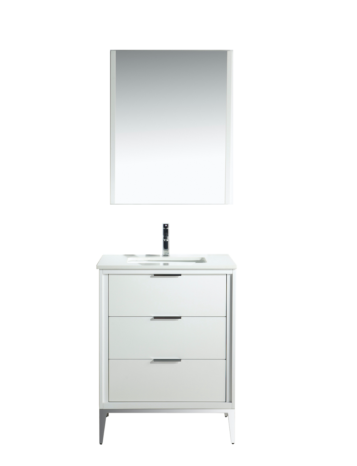 Divani 24" High Gloss White Vanity with Quartz Countertop