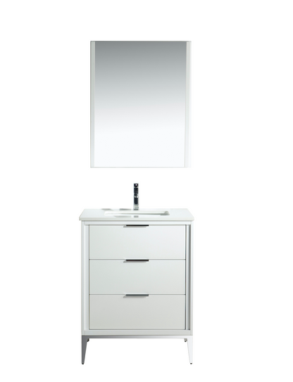 Divani 24" High Gloss White Vanity with Quartz Countertop