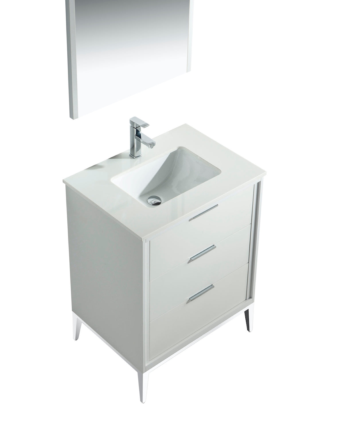 Divani 24" High Gloss White Vanity with Quartz Countertop