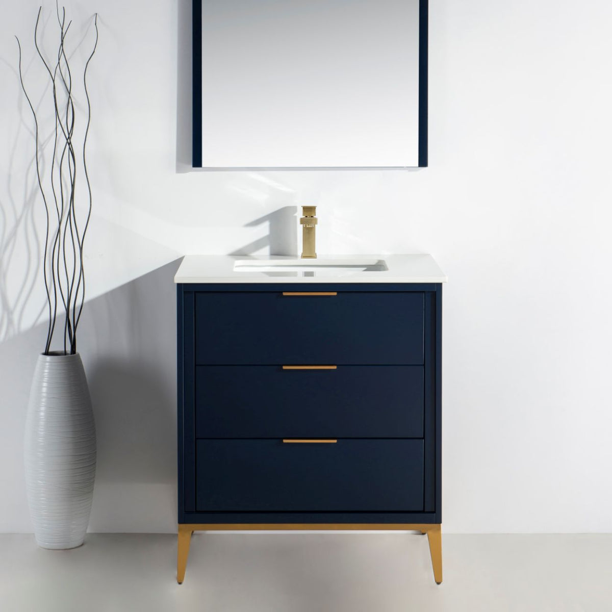 Divani 30'' Navy Blue Vanity W/ Quartz Counter Top