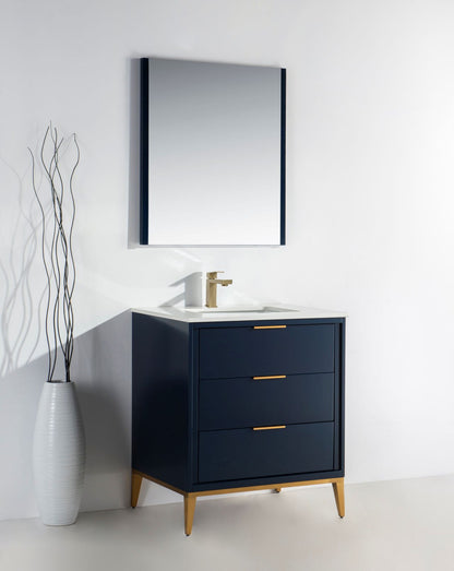 Divani 30'' Navy Blue Vanity W/ Quartz Counter Top
