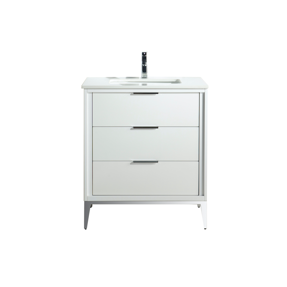 Divani 30" High Gloss White Vanity with Quartz Countertop