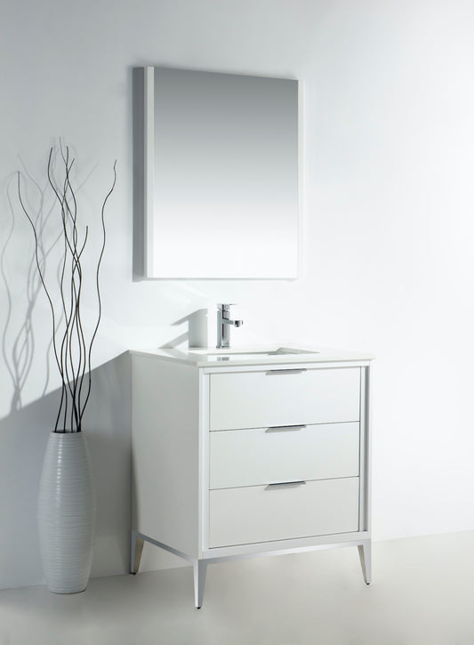 Divani 30'' Gloss White Vanity W/ Quartz Counter Top
