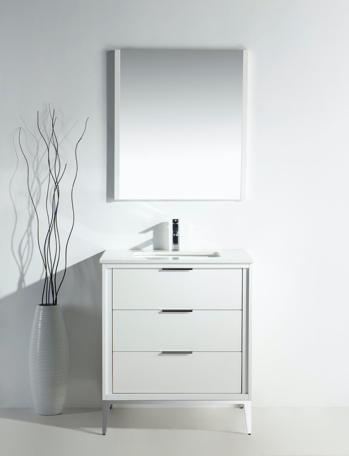 Divani 30" High Gloss White Vanity with Quartz Countertop