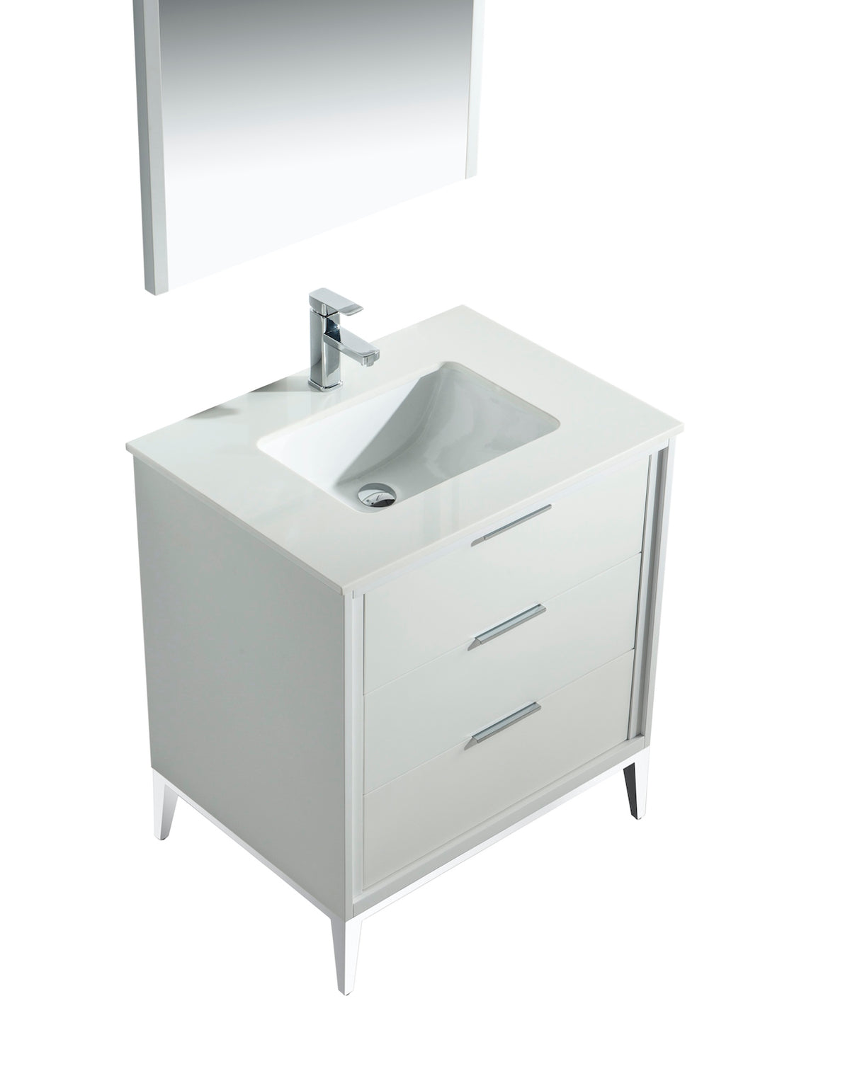 Divani 30" High Gloss White Vanity with Quartz Countertop