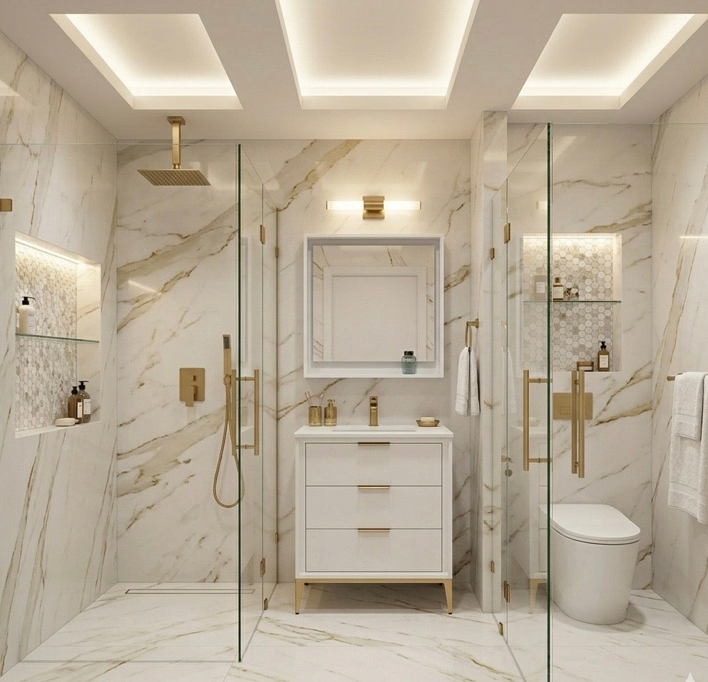 Divani 30" High Gloss White Vanity with Quartz Countertop