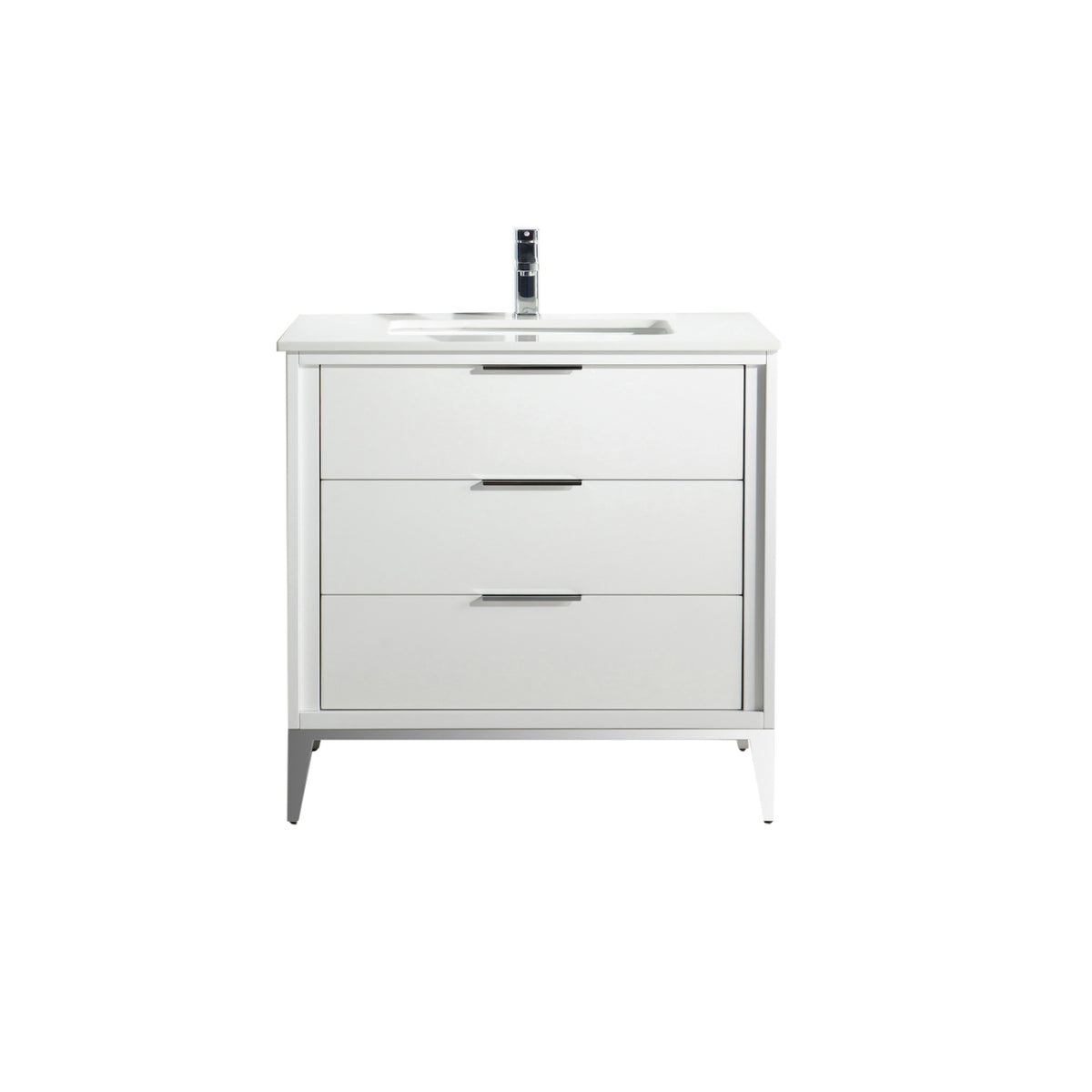 Divani 36'' Gloss White Vanity W/ Quartz Counter Top