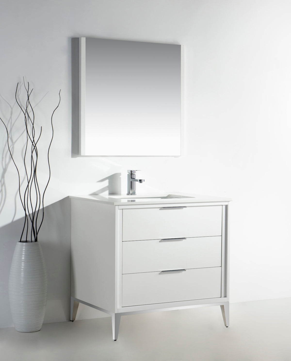 Divani 36'' Gloss White Vanity W/ Quartz Counter Top