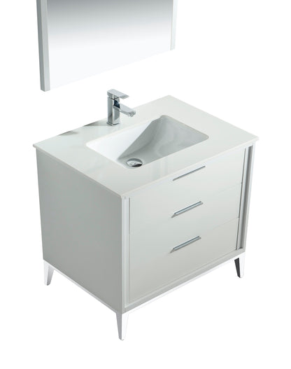Divani 36'' Gloss White Vanity W/ Quartz Counter Top