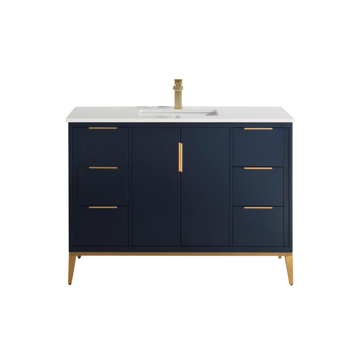 Divani 48'' Navy Blue Vanity W/ Quartz Counter Top - Restock ETA Mid of Nov