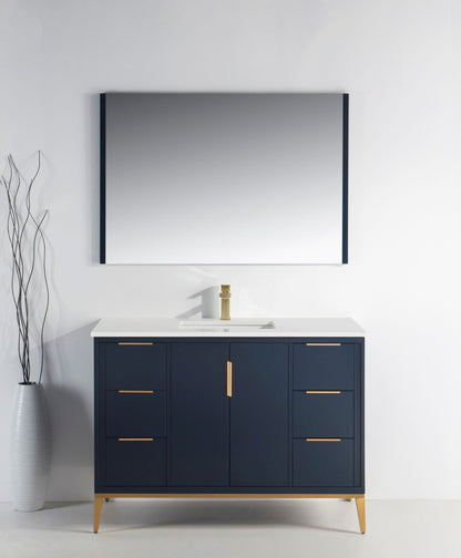 Divani 48'' Navy Blue Vanity W/ Quartz Counter Top - Restock ETA Mid of Nov