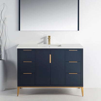 Divani 48'' Navy Blue Vanity W/ Quartz Counter Top - Restock ETA Mid of Nov