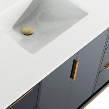 Divani 48'' Navy Blue Vanity W/ Quartz Counter Top - Restock ETA Mid of Nov