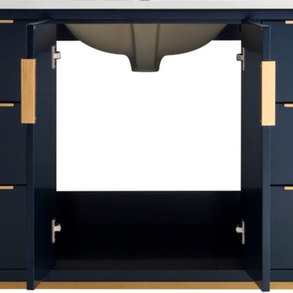 Divani 48'' Navy Blue Vanity W/ Quartz Counter Top - Restock ETA Mid of Nov