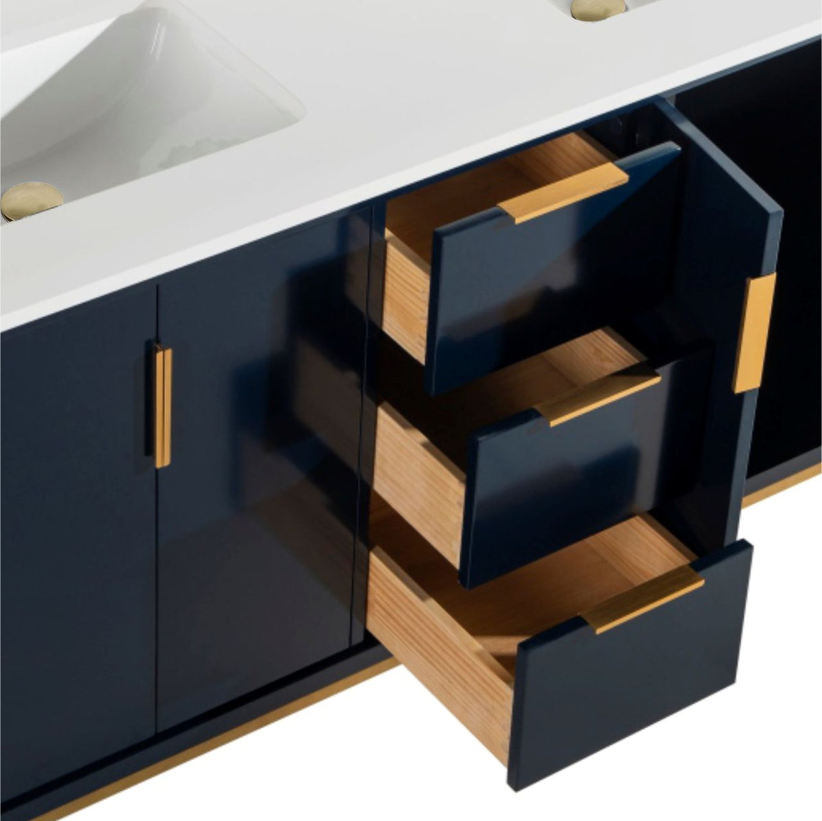 Divani 60" Navy Blue Double Sink Bathroom Vanity with Quartz Countertop