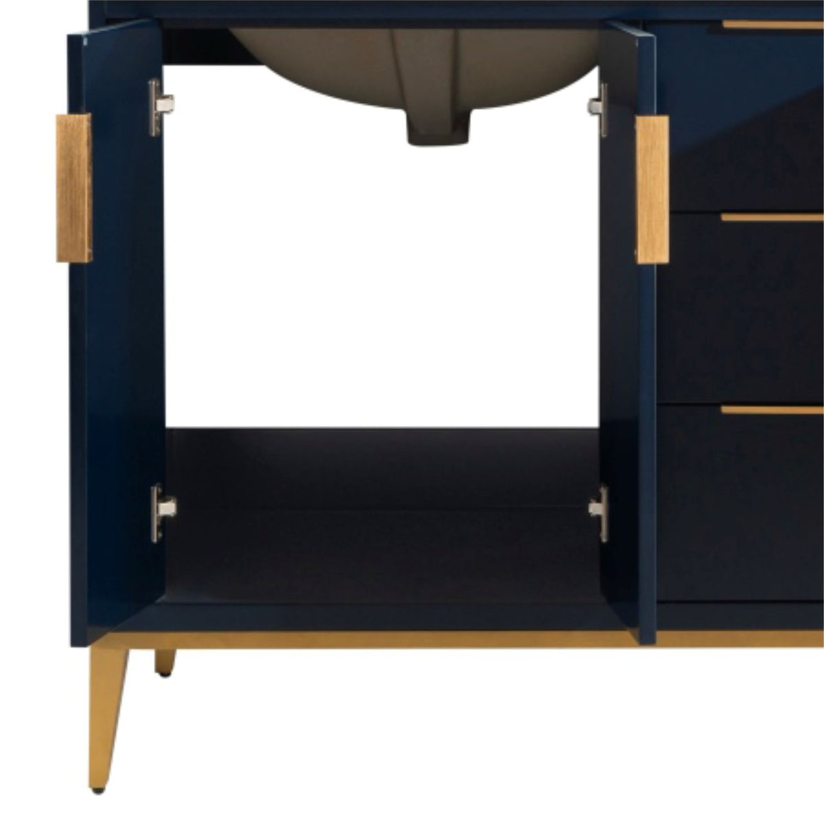 Divani 60" Navy Blue Double Sink Bathroom Vanity with Quartz Countertop