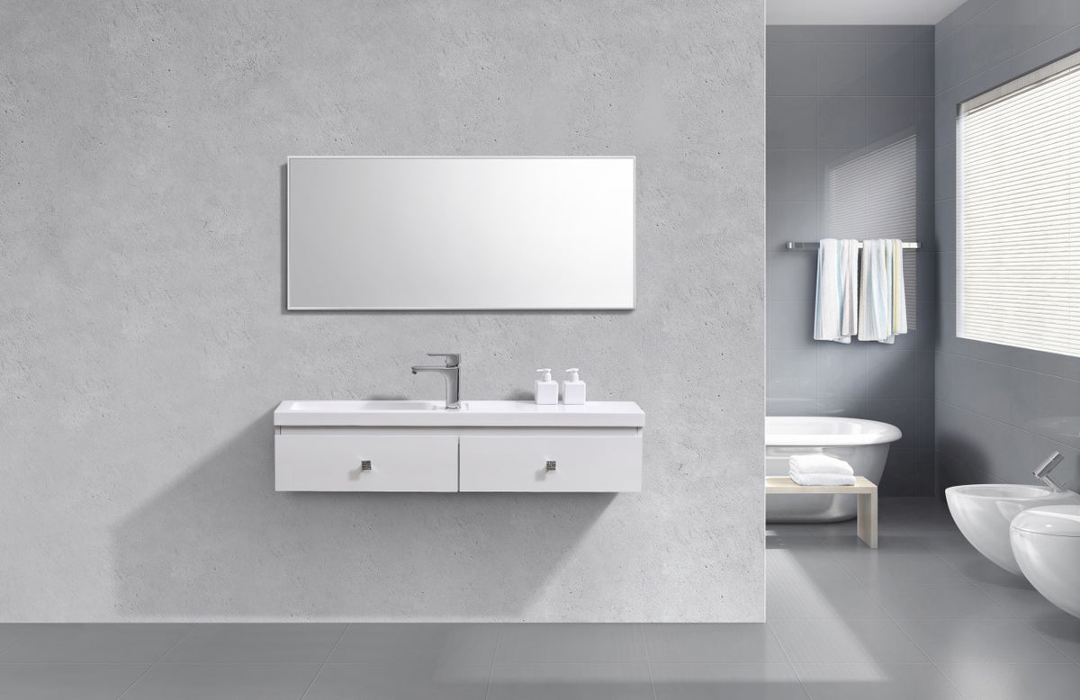 Kube Elise 44" High Gloss White Wall Mount Modern Bathroom Vanity