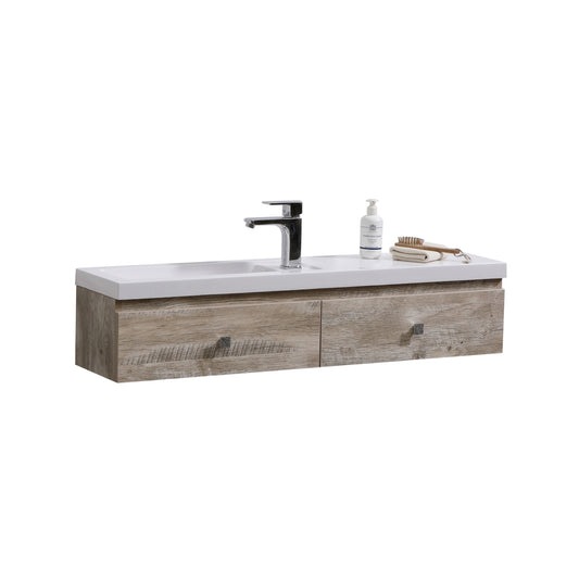 Kube Elise 44" Nature Wood Wall Mount Modern Bathroom Vanity