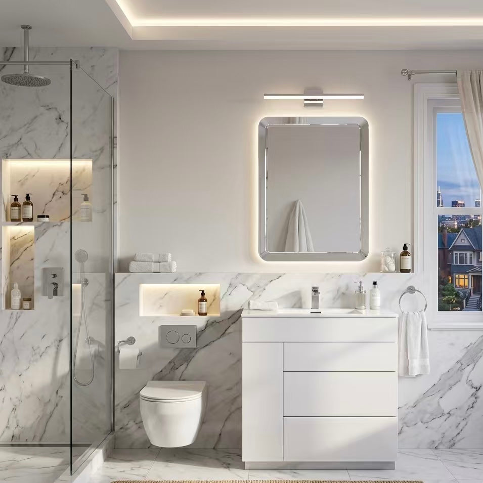 36" Milano Gloss White Floor Mount Modern Bathroom Vanity