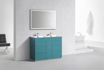 48" Milano Teal Green Floor Mount Modern Bathroom Vanity with Double Sink