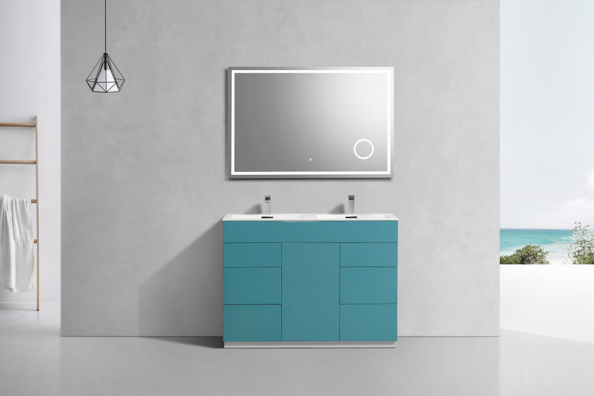 48" Milano Teal Green Floor Mount Modern Bathroom Vanity with Double Sink