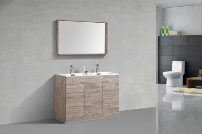 48" Milano Nature Wood Floor Mount Modern Bathroom Vanity with Double Sink