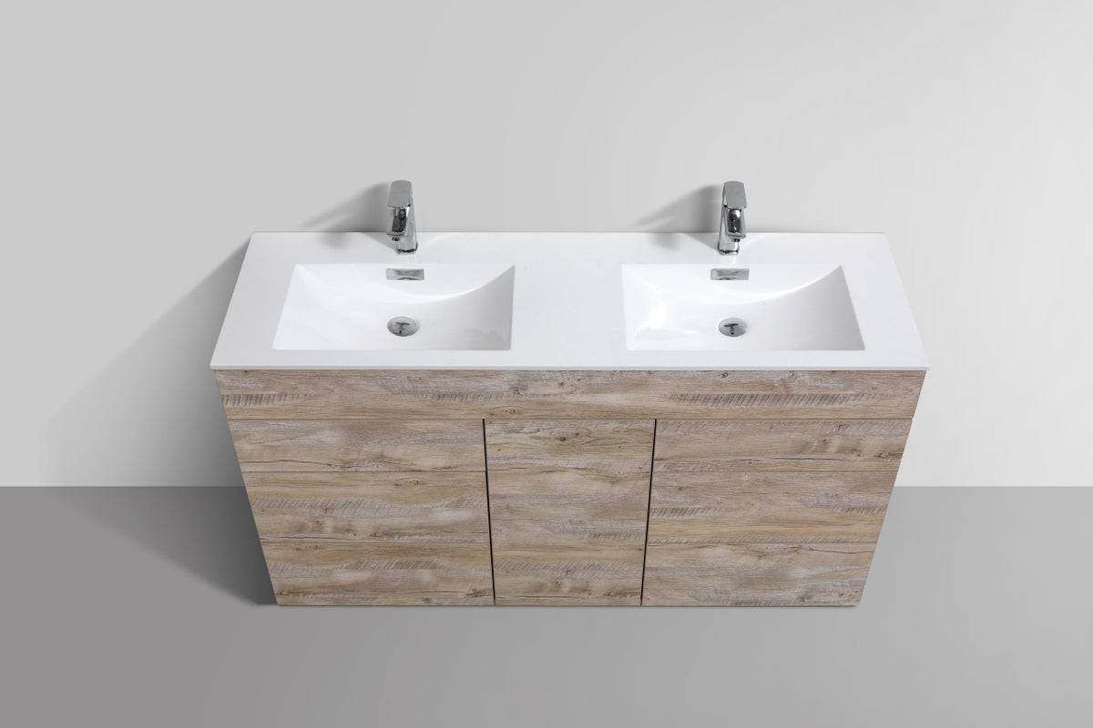 60" Milano Nature Wood Floor Mount Modern Bathroom Vanity with Double Sink