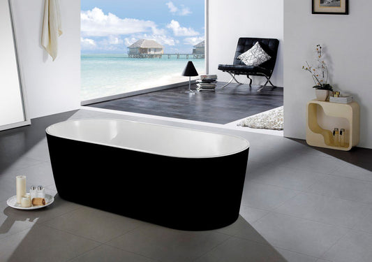 67'' Kube OVALE  Black and White Free Standing Bathtub
