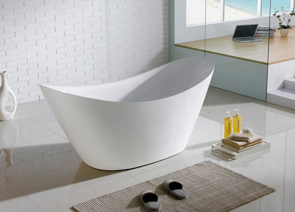68'' Kube Luna White Free Standing Bathtub