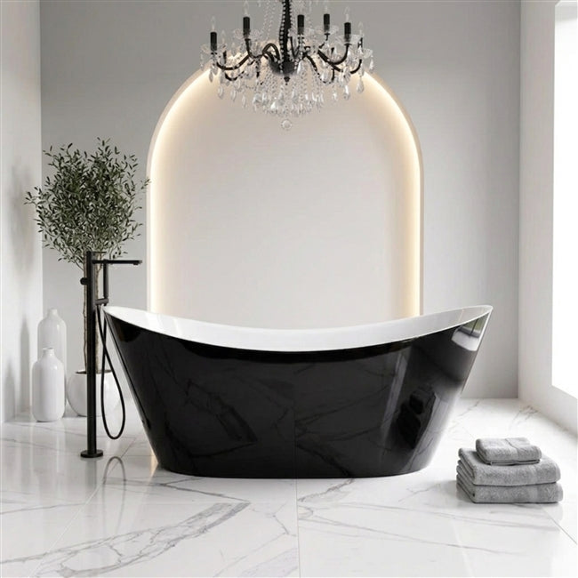 68'' Kube Luna Black and White Free Standing Bathtub - Display Model Final Sale