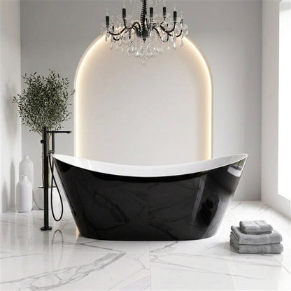 68'' Kube Luna Black and White Free Standing Bathtub - Display Model Final Sale