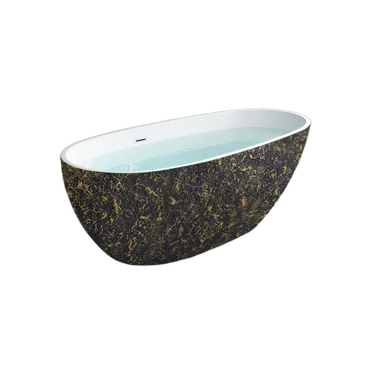 67" Kube BALLI Black and Gold Free Standing Bathtub
