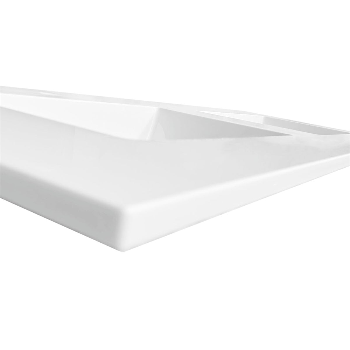 48″ KubeBath Dolce High Gloss White Modern Bathroom Vanity with White Quartz Counter-Top - Double Sink