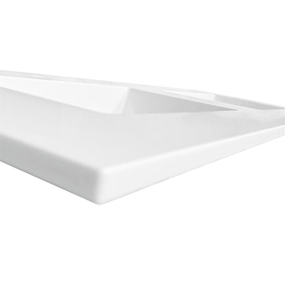 48″ KubeBath Dolce High Gloss White Modern Bathroom Vanity with White Quartz Counter-Top - Double Sink