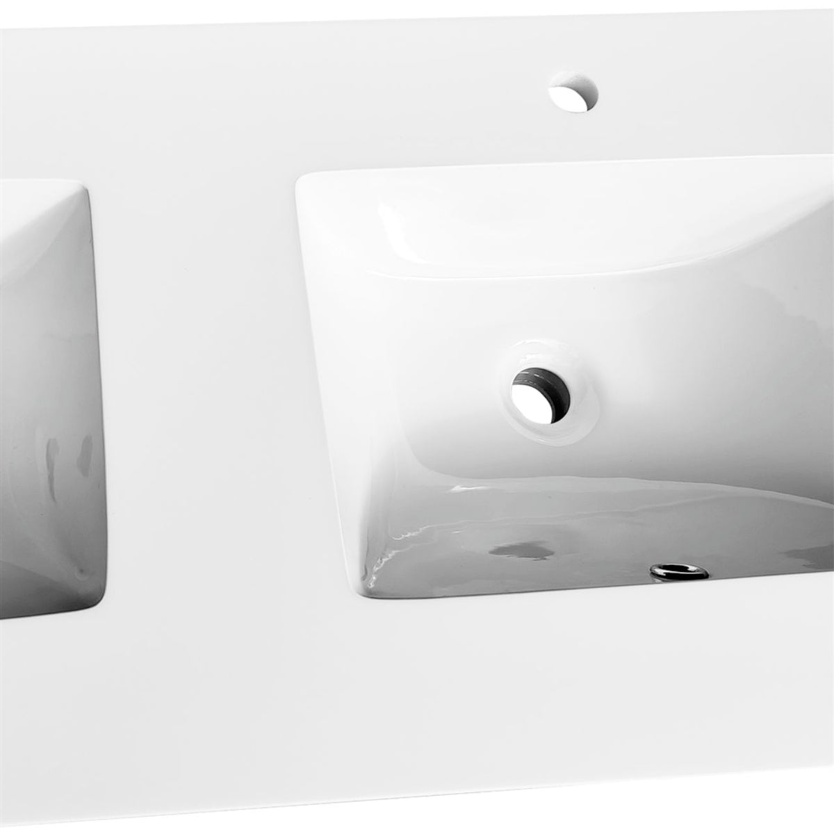 48″ KubeBath Dolce High Gloss White Modern Bathroom Vanity with White Quartz Counter-Top - Double Sink