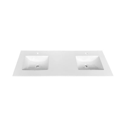 60'' x 19.75'' KubeBath White Quartz Counter-Top W/ Double Under-Mount Sink