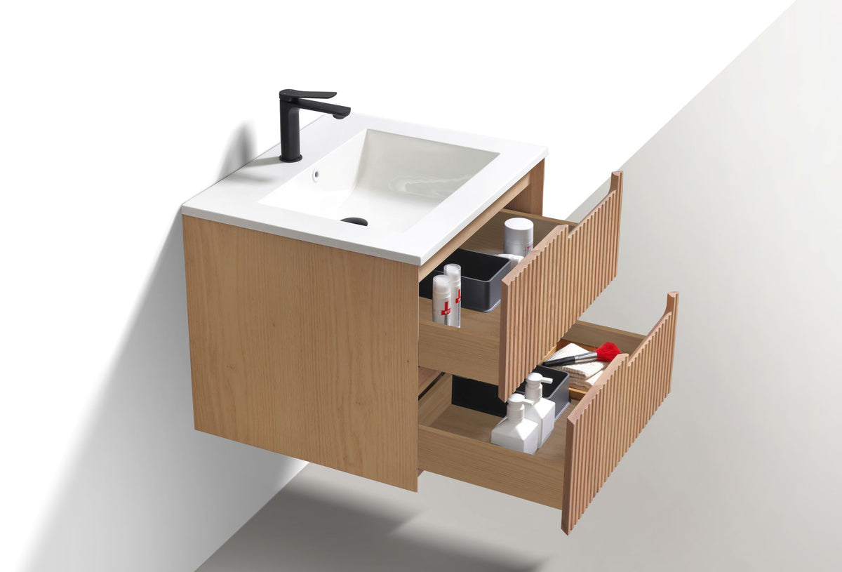 Kubebath Fiore 24'' Oakwood Wall Mount Vanity