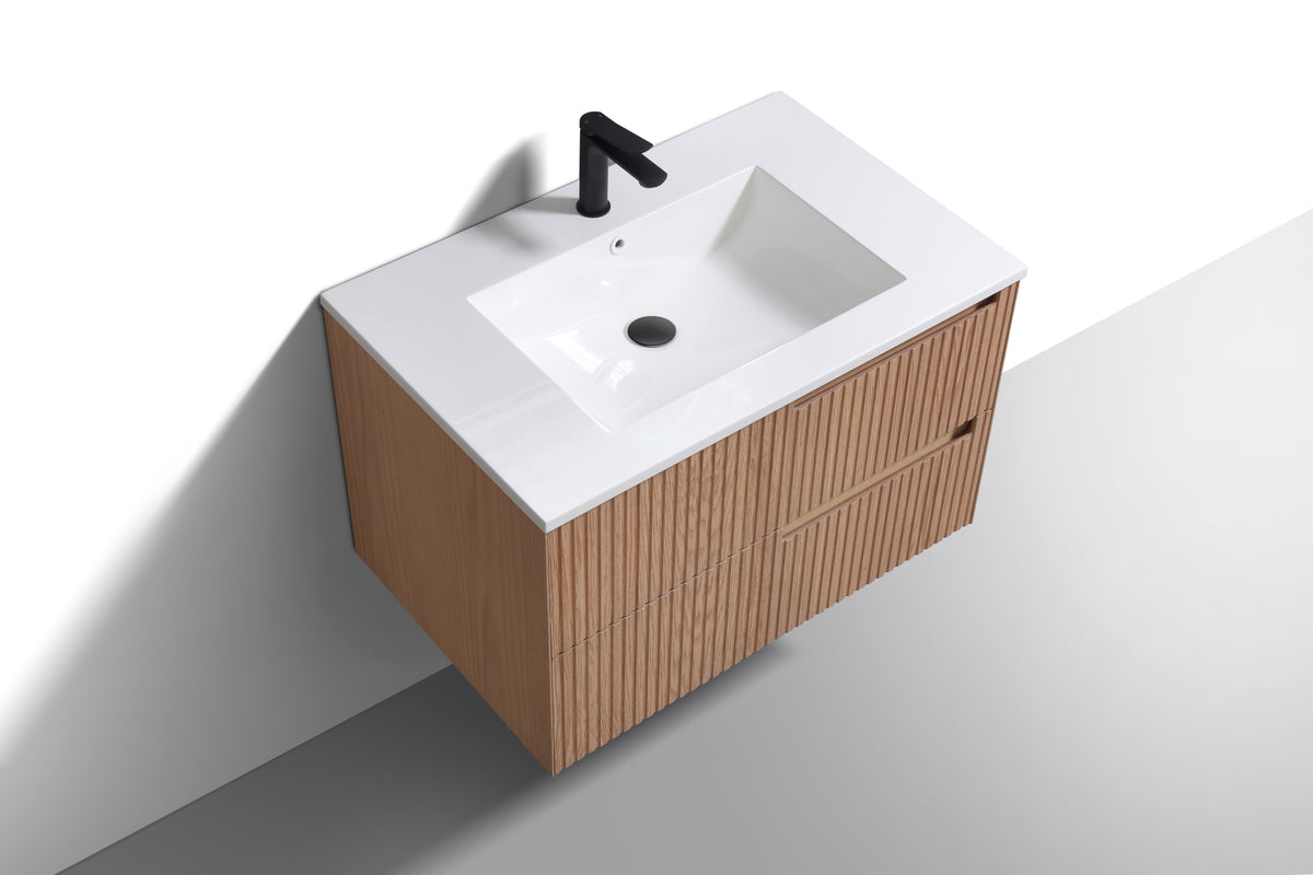 Kubebath Fiore 32'' Oakwood Wall Mount Vanity