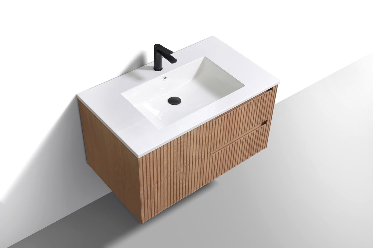Kubebath Fiore 36'' Oakwood Wall Mount Vanity