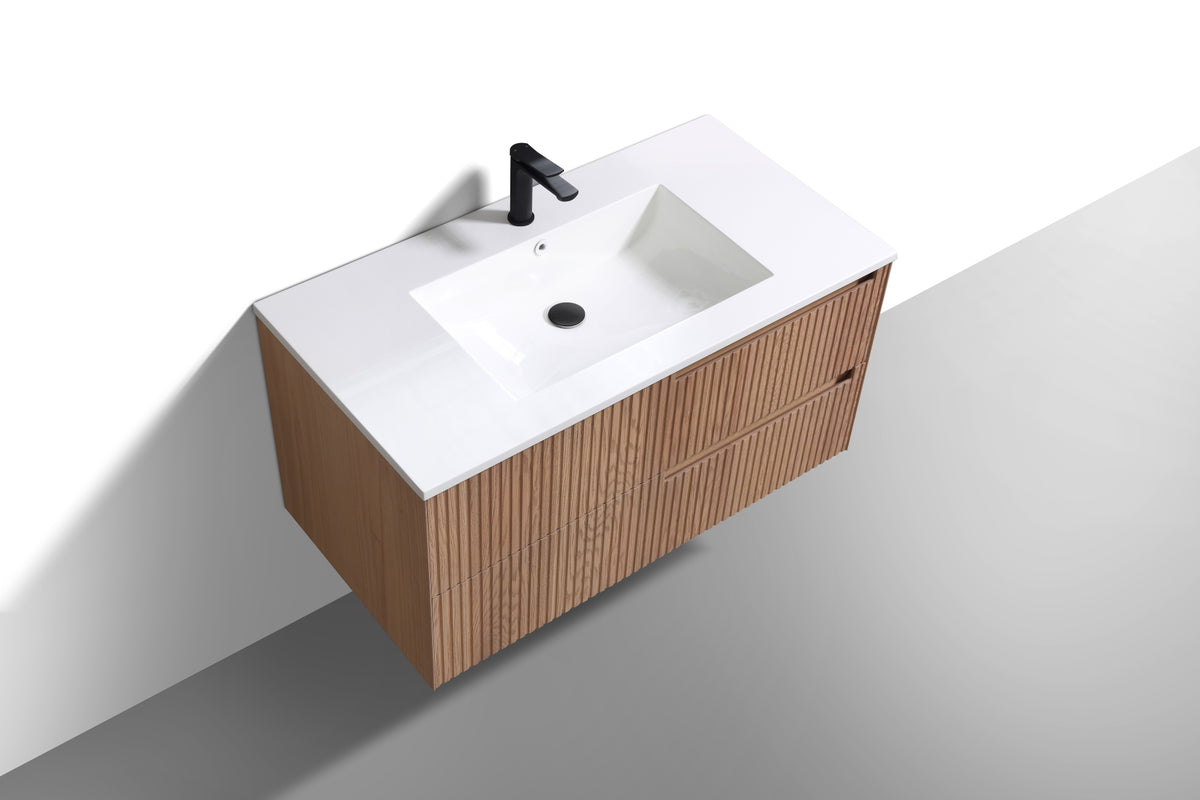 Kubebath Fiore 40'' Oakwood Wall Mount Vanity