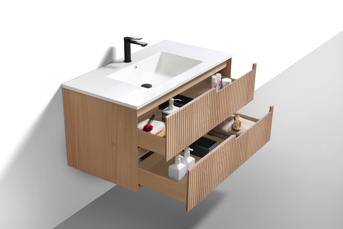 Kubebath Fiore 40'' Oakwood Wall Mount Vanity