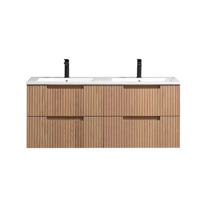 Kubebath Fiore 48'' Oakwood Double Sink Wall Mount Vanity