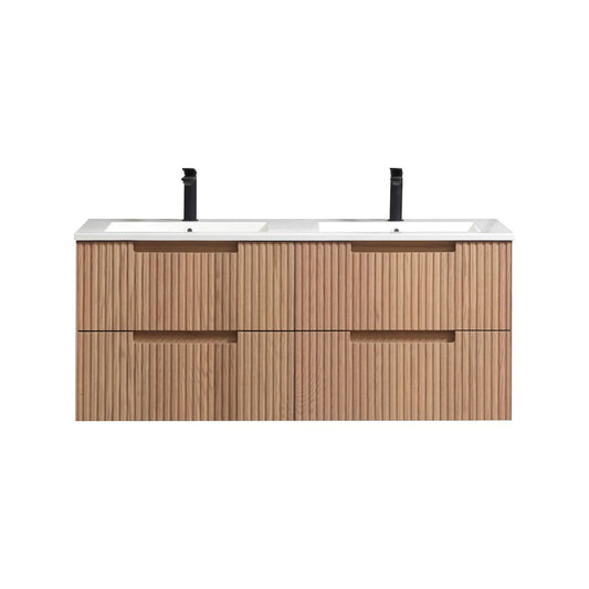 Kubebath Fiore 48'' Oakwood Double Sink Wall Mount Vanity