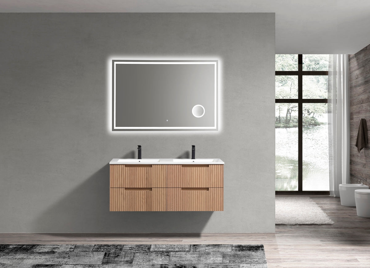 Kubebath Fiore 48'' Oakwood Double Sink Wall Mount Vanity