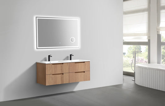 Kubebath Fiore 48'' Oakwood Double Sink Wall Mount Vanity