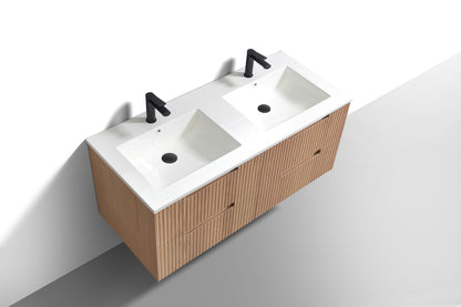 Kubebath Fiore 48'' Oakwood Double Sink Wall Mount Vanity