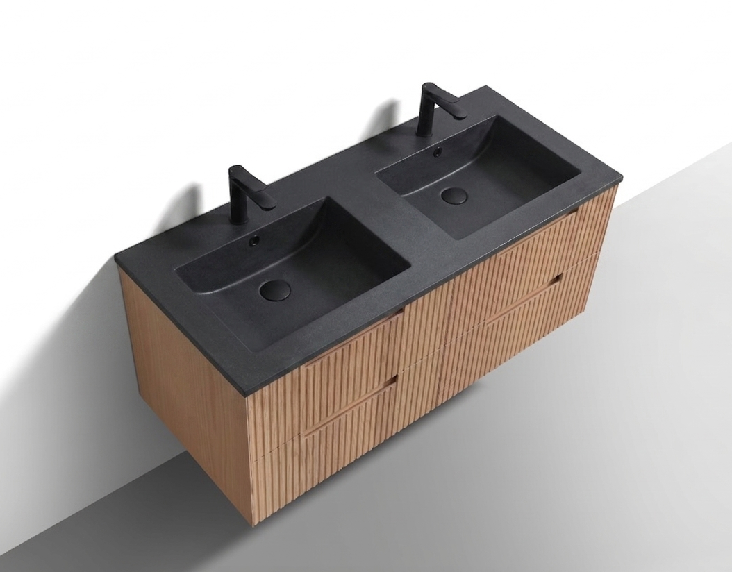Kubebath Fiore 48'' Oakwood Double Sink Wall Mount Vanity