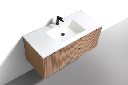 Kubebath Fiore 48'' Oakwood Single Sink Wall Mount Vanity